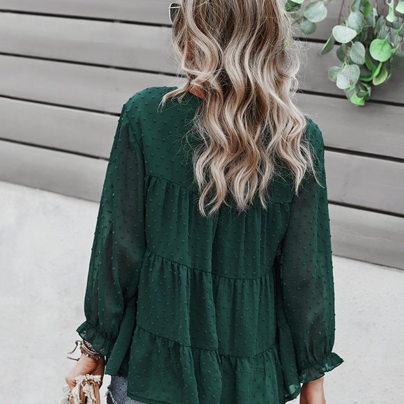 VINTAGE BOHO CHIC LAYERED BELL SLEEVED BLOUSE - Picture 6 of 9